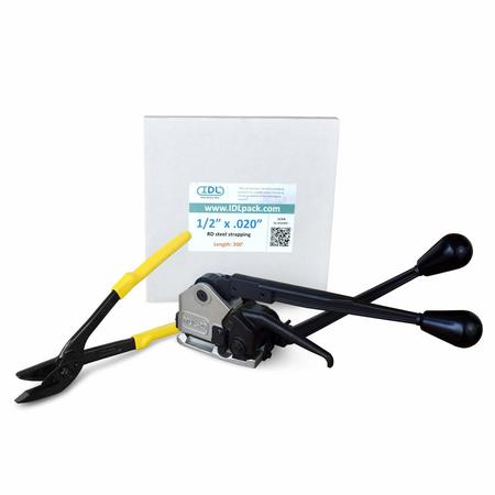 IDL PACKAGING 1/2" Steel Strapping Kit, 200 Ft. Sealless Combination Tool U.SSK.12.200
